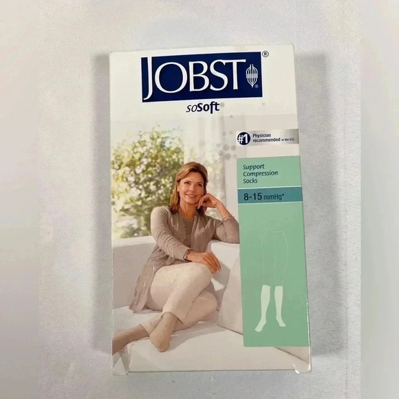 Jobst So Soft Womens Compression Socks Knee CT Large White 8-15 mmHg. - Picture 1 of 4